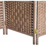 HOMCOM 6' Tall Wicker Weave 3 Panel Room Divider Privacy Screen Natural