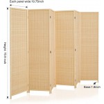 JOSTYLE Room Divider with Natural Bamboo ,6-Panel Folding Privacy Screen Room Divider-Beige