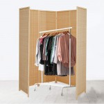 JOSTYLE Room Divider with Natural Bamboo ,6-Panel Folding Privacy Screen Room Divider-Beige