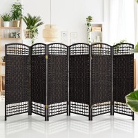 Oriental Furniture 4 ft. Tall Fiber Weave Room Divider Black 6 Panels