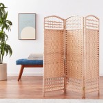Oriental Furniture 4 ft. Tall Fiber Weave Room Divider Natural 3 Panels