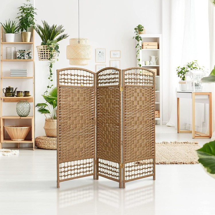 Oriental Furniture 4 ft. Tall Fiber Weave Room Divider Natural 3 Panels