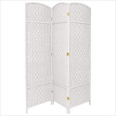 Oriental Furniture 6 ft. Tall Diamond Weave Fiber Room Divider  White  3 Panel  71" X 19.5" wide panels