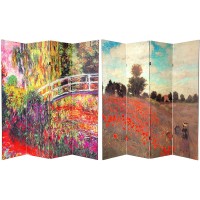 Oriental Furniture 6 ft. Tall Double Sided Works of Monet Canvas Room Divider 4 Panel