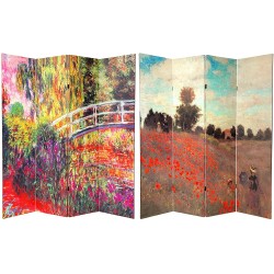 Oriental Furniture 6 ft. Tall Double Sided Works of Monet Canvas Room Divider 4 Panel