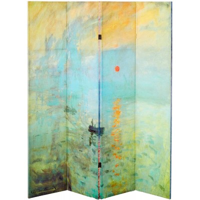 Oriental Furniture 6 ft. Tall Double Sided Works of Monet Canvas Room Divider Impression Sunrise Houses of Parliament