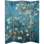 Oriental Furniture 6 ft. Tall Double Sided Works of Van Gogh Canvas Room Divider Almond Blossoms Wheat Field