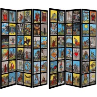ORIENTAL Furniture Tall Double Sided Tarot Canvas Room Divider 6'