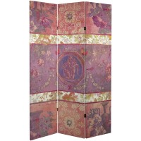 ORIENTAL Furniture Tall Double Sided Vintage Emblem Canvas Room Divider 6' 4' x 6'