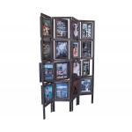 Proman Products Oscar II Scenic 4 Panel Folding Screen Room Divider FS36773 with 16 Picture Frames Display 32 Pictures Paulownia Wood Smoked Brown Finish 54" W x 1" D x 67" H Max Extends