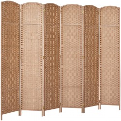 RHF 6 ft. Tall-Extra Wide-Diamond Weave Fiber Room Divider,Double Hinged,6 Panel Room Divider Screen Room Dividers and Folding Privacy Screens 6 Panel Freestanding Room Dividers-Natural 6 Panel