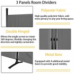 Room Divider 3-Panel Folding Portable Office Walls Divider Folding Privacy Screens Reduce Ambient Noise in Workspace Classroom and Healthcare Facilities 102 W X 16" D x 71" H  Grey