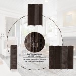 Rose Home Fashion RHF 6 ft.Tall-15.7" Wide Diamond Weave Fiber 4 Panels Room Divider 4 Panels Screen Folding Privacy Partition Wall Room Divider Freestanding 4 Panel Dark Coffee