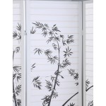 Roundhill Bamboo Print 4-Panel Framed Room Screen Divider white