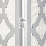 Roundhill Furniture Quarterfoil Infused Diamond Design 4-Panel Room Divider Silver