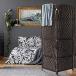 Sorbus Room Divider Privacy Screen 6 ft. Tall Extra Wide Foldable Panel Partition Wall Divider Double Hinged Room Dividers and Folding Privacy Screens Diamond Double-Weaved8 Panel Espresso Brown