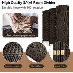 Spurgehom 4 Panel Room Divider Folding Wall Divider 6Ft Privacy Screen Indoor Portable Woven Partitions and Dividers Freestanding Diamond Double-Weaved for Home No Installation Required Brown