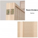 TinyTimes 6 FT Tall Bamboo Room Divider 4 Panel Room Dividers & Folding Privacy Screens Decorative Separation Wall Divider Room Partitions Freestanding Natural 4 Panel