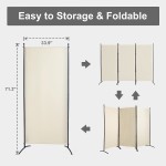 YASRKML 3 Panel Room Divider Folding Privacy Screen for Office Partition Room Separators Freestanding Room Fabric Panel 102x71.3 Beige