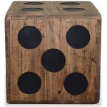 15.7"x15.7"x15.7" Wooden Storage Box Retro Chest Box Dice Design Wood Storage Trunk Brown