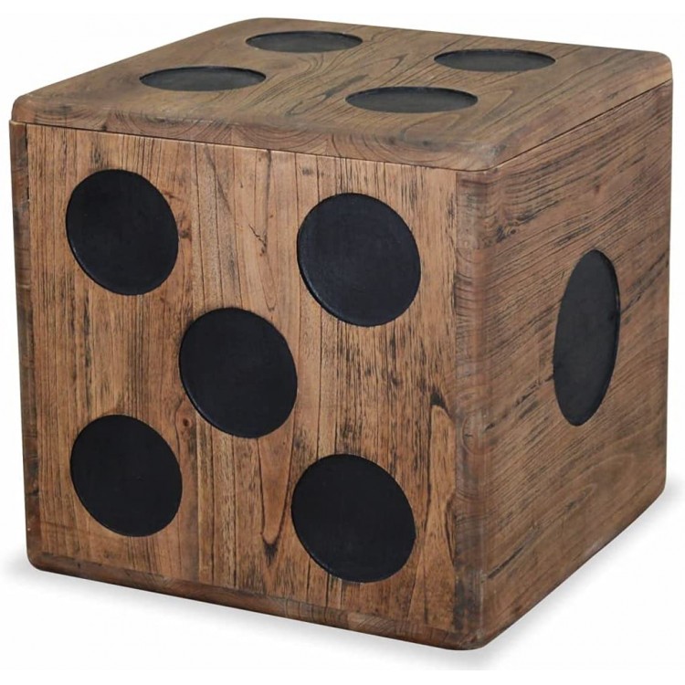 15.7"x15.7"x15.7" Wooden Storage Box Retro Chest Box Dice Design Wood Storage Trunk Brown