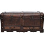 Brown Vintage Wood Storage Trunk Wooden Treasure Chest with Drawers Jewelry Box Clothes Storage Organizer Decorative Foot Locker for Bedroom Living Room,35.5X 20X 16.5inch