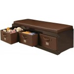 Classy Bench Chest Box Cushion Bin Trunk Stuff Organize Faux Leather Storage Keep Clean Mess Bedroom Livingroom Hallway Foyer Kid Room Toy Store Solid Basket Compartment Child Nursery Toddler Wooden
