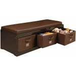 Classy Bench Chest Box Cushion Bin Trunk Stuff Organize Faux Leather Storage Keep Clean Mess Bedroom Livingroom Hallway Foyer Kid Room Toy Store Solid Basket Compartment Child Nursery Toddler Wooden