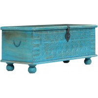 Daonanba Storage Chest Retro Box Organizer Vintage Solid Mango Wood Storage Trunk 39.4"x15.8"x16.1"