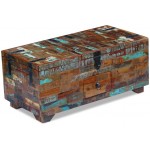 EstaHome Storage Chest Box Antique | Vintage Wooden Storage Trunk | Retro Wood Blanket Toy Chest for Bedroom Closet Home Organizer Collection | Solid Reclaimed Wood 31.5" x 15.7" x 13.8"