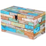 FAMIROSA Retro Storage Chest Reclaimed Wood Storage Box Trunk Cabinet with Latch Closure and Handle for Bedroom Closet Home Organizer Collection Furniture Decor