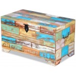 FAMIROSA Retro Storage Chest Reclaimed Wood Storage Box Trunk Cabinet with Latch Closure and Handle for Bedroom Closet Home Organizer Collection Furniture Decor