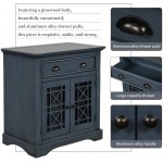Fuara Retro Storage Cabinet wih Doors and Big Wood Drawer Home Office Furniture Storage Chest Antique Navy