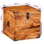 Galapara Wooden Storage Chest Trunk Cubic Rough Mango Wood Toy Box Durable with Lid Stay Old-Fashioned Antique Vintage Style for Birthday Parties Wedding Decoration 18" x 18" x 18" L x W x H