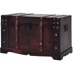 GOCIHONOR | Vintage Treasure Chest Wood | Decorative Storage Chest Box with Lock | Handcrafted Decorative Box with Lids for Home Decor | Wood Storage Trunk Box | 26"x15"x15.7" | Brown