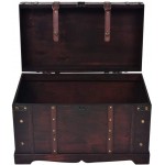 GOCIHONOR | Vintage Treasure Chest Wood | Decorative Storage Chest Box with Lock | Handcrafted Decorative Box with Lids for Home Decor | Wood Storage Trunk Box | 26"x15"x15.7" | Brown