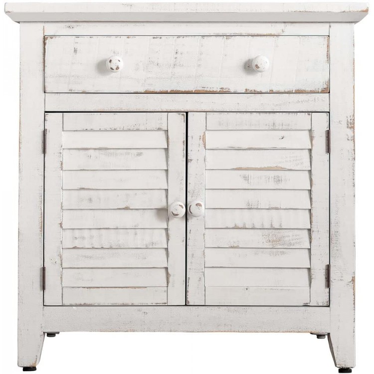 Hanover Palm City Accent Chest with Storage | 32-In. Height | Rustic White Finish | HLR008-WHT