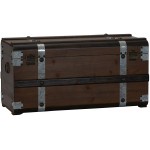 Household Essentials Steel Band Wood Storage Trunk | Large Chest Brown