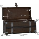 Household Essentials Steel Band Wood Storage Trunk | Large Chest Brown