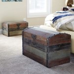 Household Essentials Stripped Weathered Wooden Storage Trunk Large