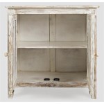 Jofran Global Archive Hand Carved Accent Chest Cabinet 32' Weathered White