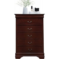 Lazyspace 5 Drawer Louis Philippe Chest Solid Wood Bedside End Table Storage Chest Tables with 5 Retro Handle Storage Drawers-Tall Standing Chest for Bedroom Office Living Room and Closet