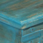 OUSEE Storage Chest Solid Mango Wood Blue 39.4"x15.8"x16.1"