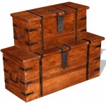 OUSEE Two Piece Storage Chest Set Solid Wood