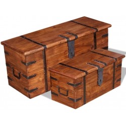 OUSEE Two Piece Storage Chest Set Solid Wood