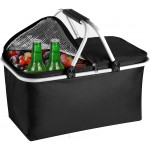Qinndhto 30L Folding Picnic Camping Basket Insulated Shopping Cooler Home Camping Storage Basket Home Storage Organization Storage Chests Color : Black