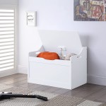 RAAMZO Wood Modern Storage Bench Toy Box Blanket Chest Trunk with Safety Hinged Lid in White Finish