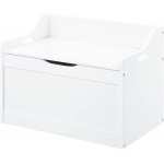 RAAMZO Wood Modern Storage Bench Toy Box Blanket Chest Trunk with Safety Hinged Lid in White Finish