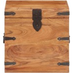 Rustic Solid Wood Storage Boxes,With lid,with Side Handles,Storage Chest,Ample Storage Space,Item Storage,for Living Room,Bedroom,Corridor,Entrance,Chest 15.7"x15.7"x15.7" Solid Acacia Wood