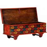 Storage Box Red 43.3"x15.7"x15.7" Solid Acacia Wood,Toy Box,Storage Basket,Retro Entryway Chest Bench Sturdy and Large Storage Trunk for Living Room Bedroom Easy Assembly